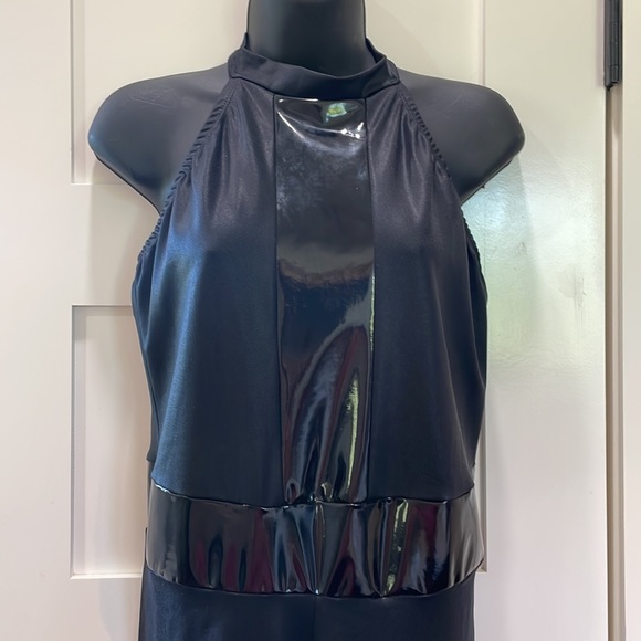 Kizzi black unitard pleather trim adult XXL - Picture 2 of 6